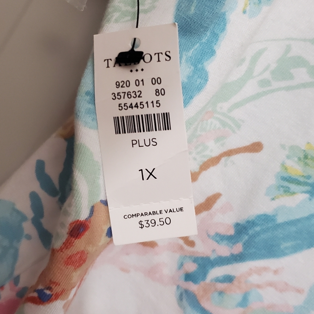 NWT NEW Talbots Shirt Womens 1X Multi color Seahorse Print T Shirt Short Sleeve - Picture 6 of 8